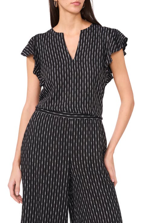 Print Ruffle Sleeve Top