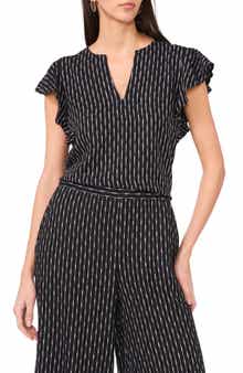 Vince Camuto Print Ruffle Sleeve Top