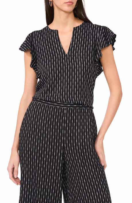 Vince Camuto Print Ruffle Sleeve Top