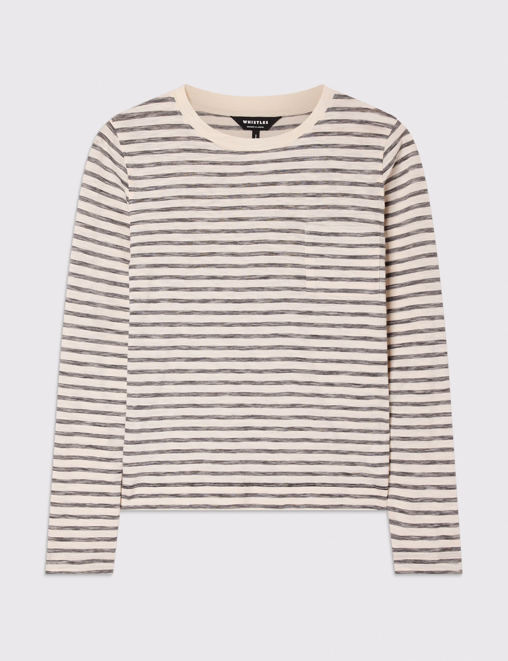 Stripe Crew Neck Pocket Top - image 2