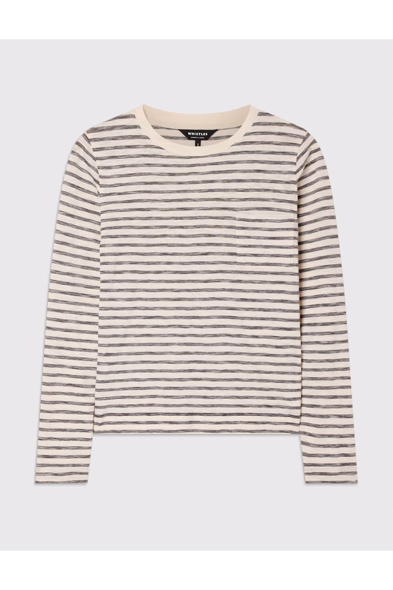 Stripe Crew Neck Pocket Top, Alternate, color, Ivory/Multi