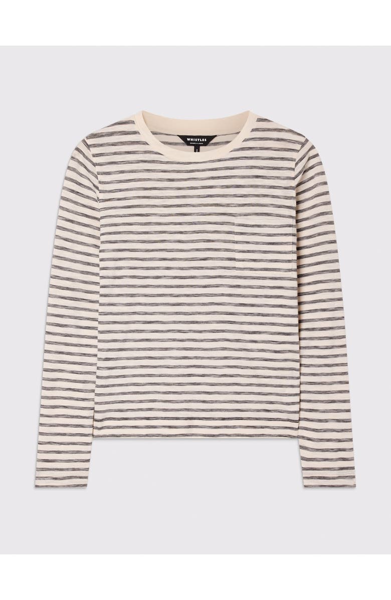 Whistles Stripe Crew Neck Pocket Top, Alternate, color, Ivory/Multi