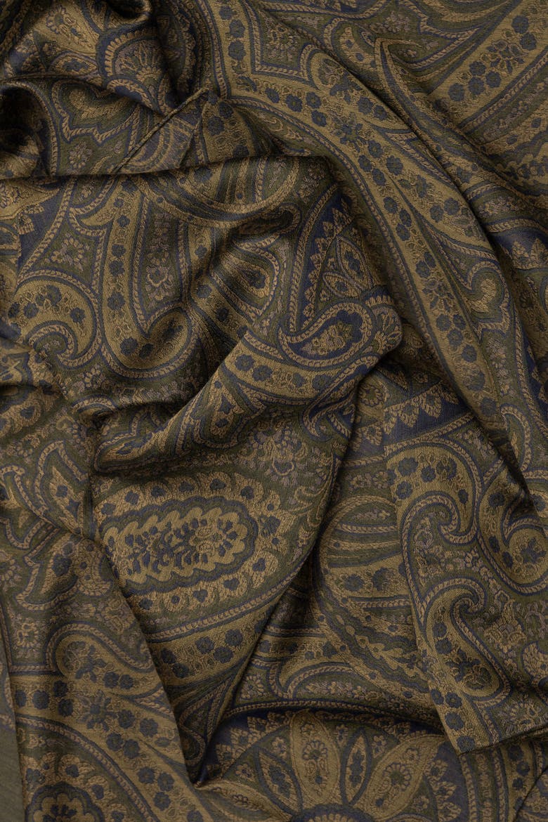Leone - Wool Silk Scarf for Men, Alternate, color, Olive Green