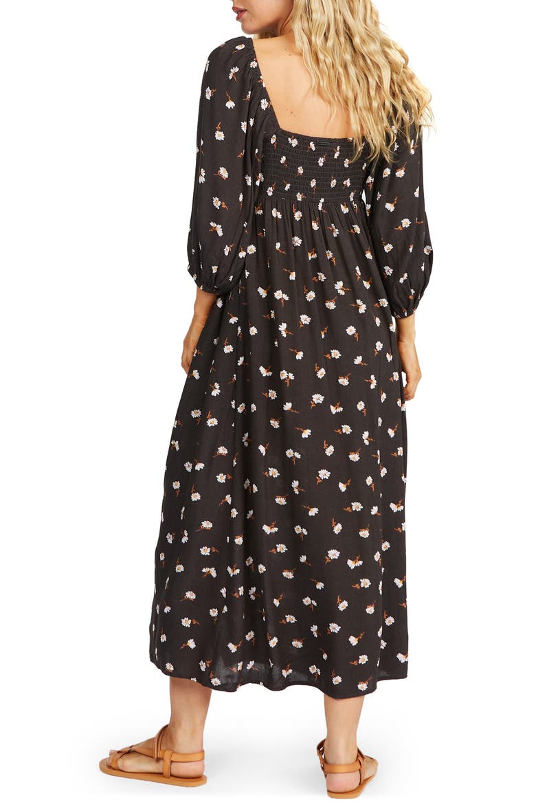 Swept Away Ruched Midi Dress, Alternate, color, OFF BLACK