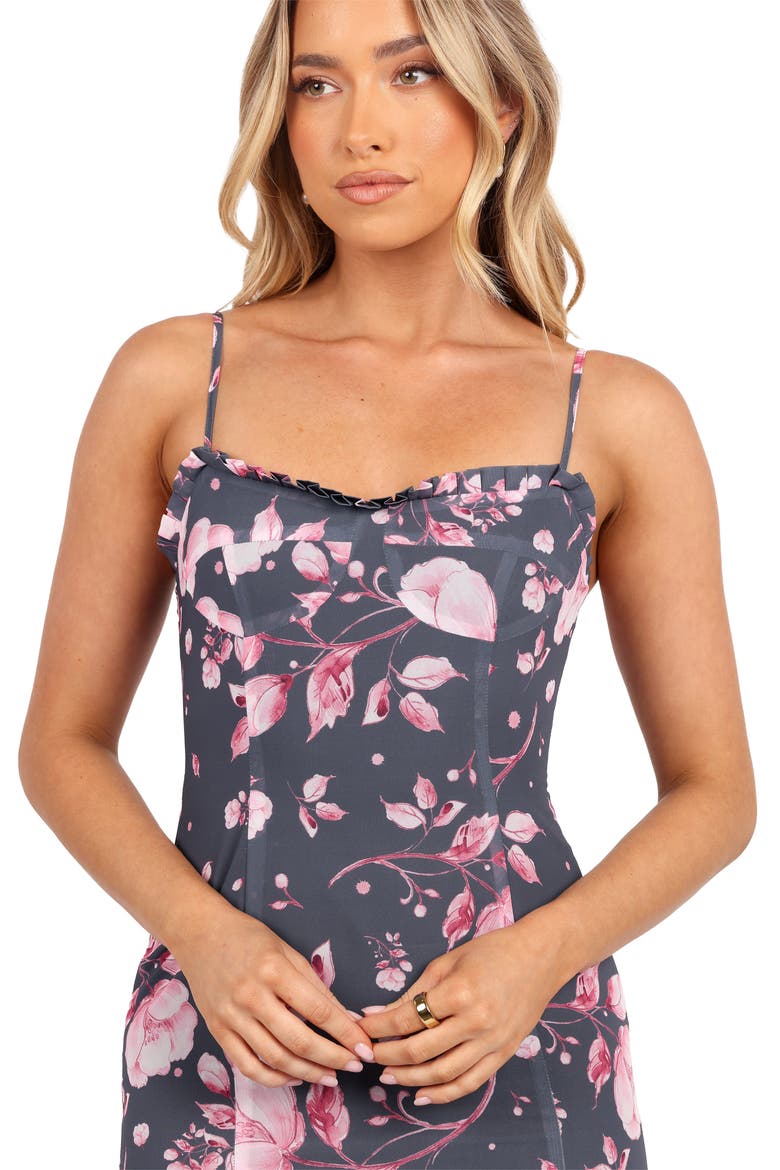 Ashton Pleated Hem Midi Dress, Alternate, color, STEEL GRAY FLORAL