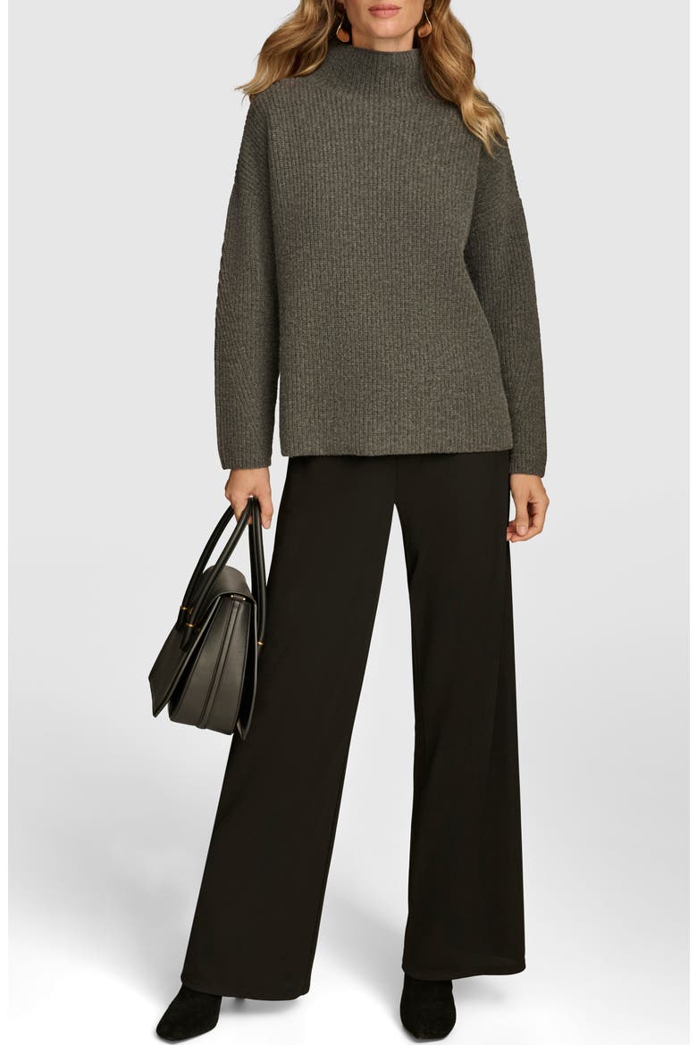 Merino Wool & Recycled Cashmere Mock Neck Sweater, Alternate, color, HEATHER IR