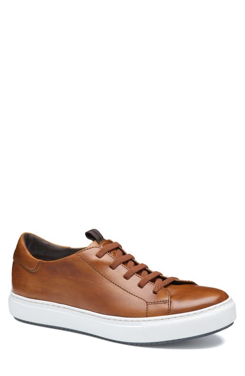Johnston & Murphy Collection Anson Lace To Toe Sneaker In Brown Hand-stained Calfskin