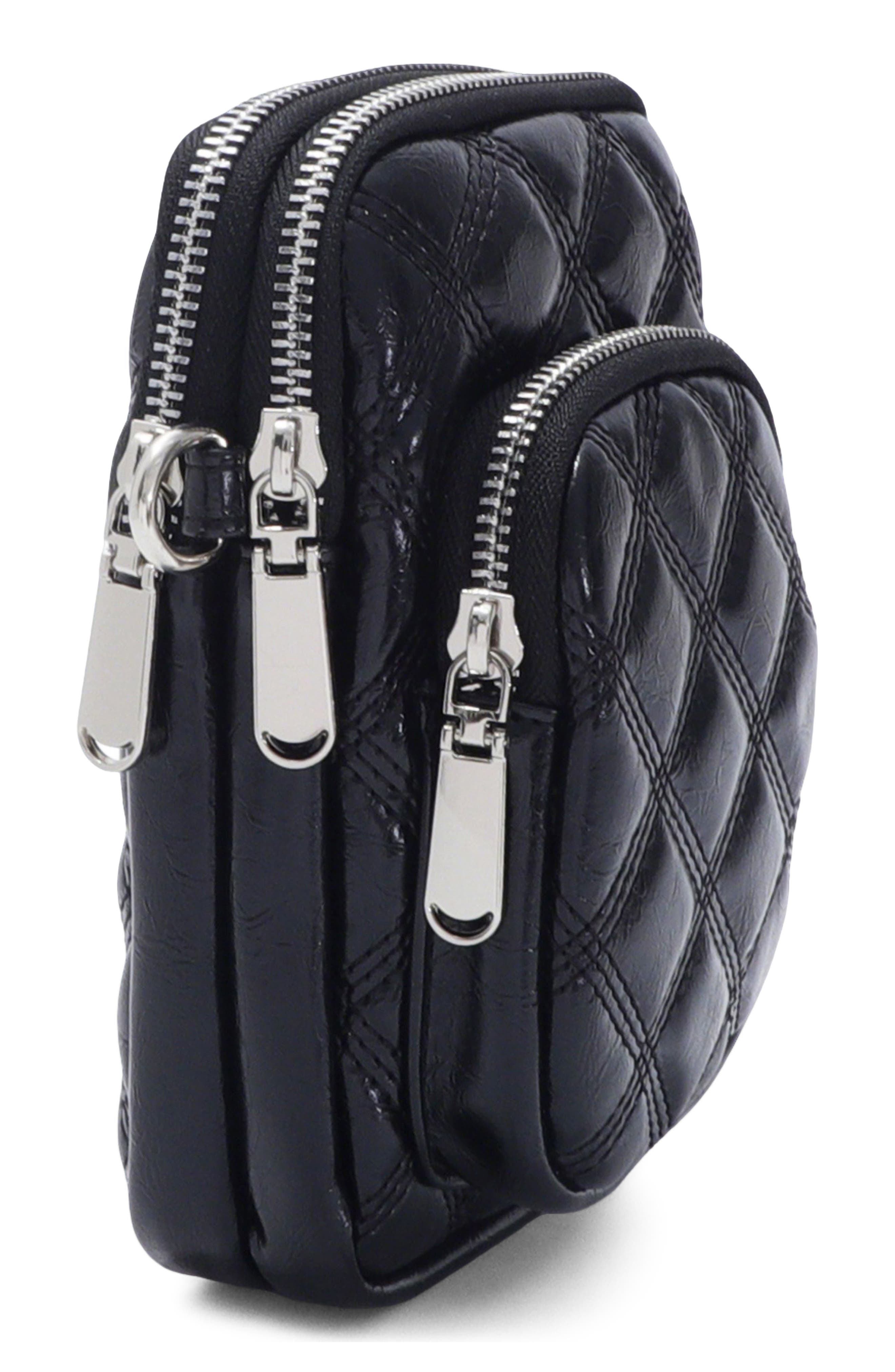 Cushion Quilted Faux Leather Crossbody Bag, Alternate, color, BLACK