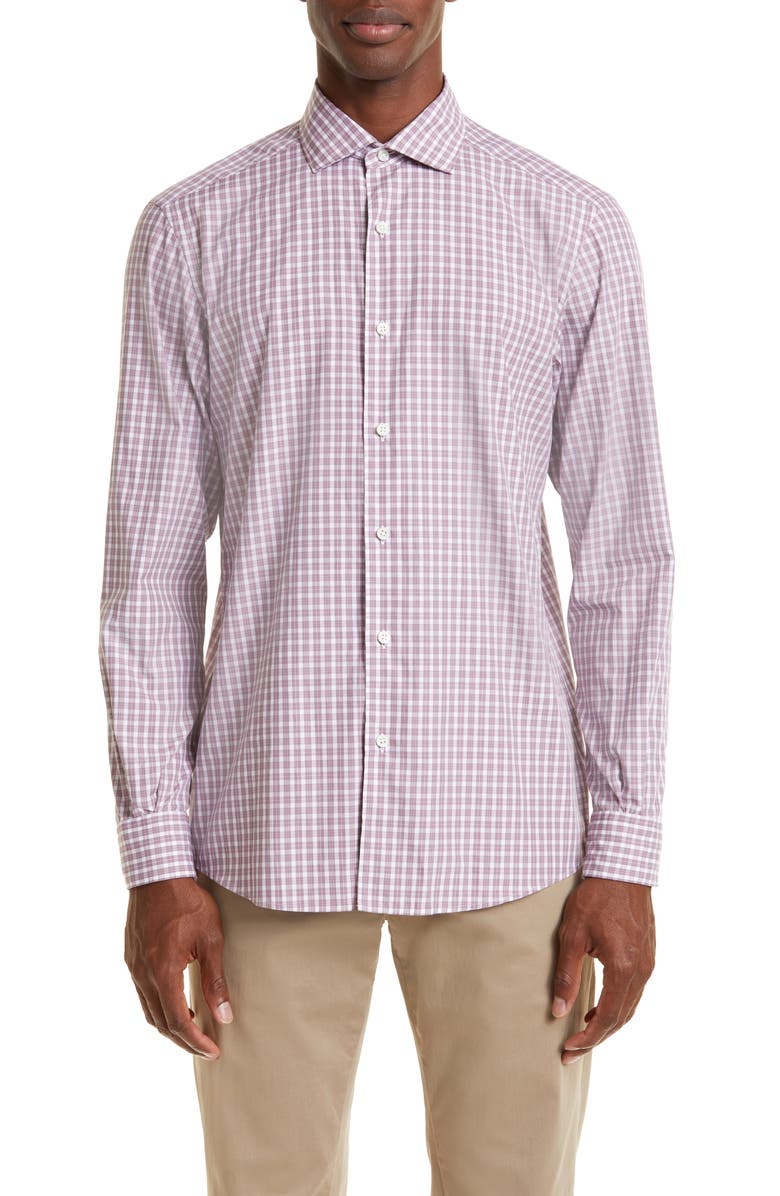 ZEGNA Centoquaranta Check Twill Button-Up Shirt, Main, color,