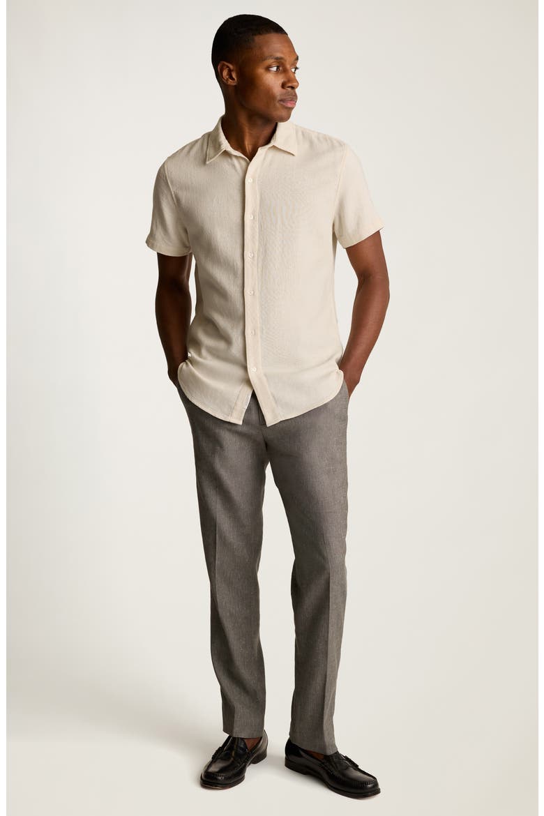Riviera Slim Fit Short Sleeve Button-Up Shirt, Alternate, color, ECRU DIAMOND GEO
