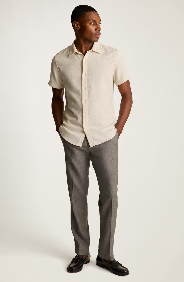 Bonobos Riviera Slim Fit Short Sleeve Button-Up Shirt, Alternate, color, Ecru Diamond Geo