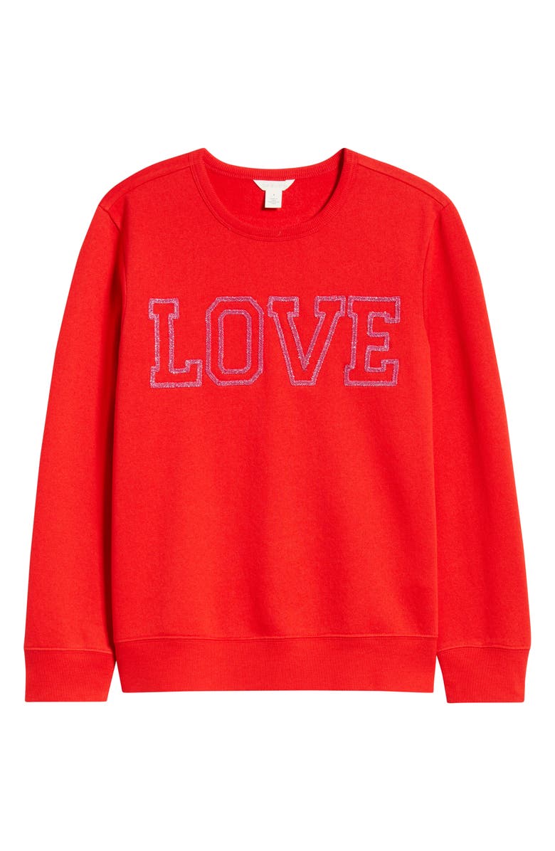Caslon<sup>®</sup> Love Metallic Embellished Sweatshirt, Alternate, color, Red Goji Pink Yarrow Love