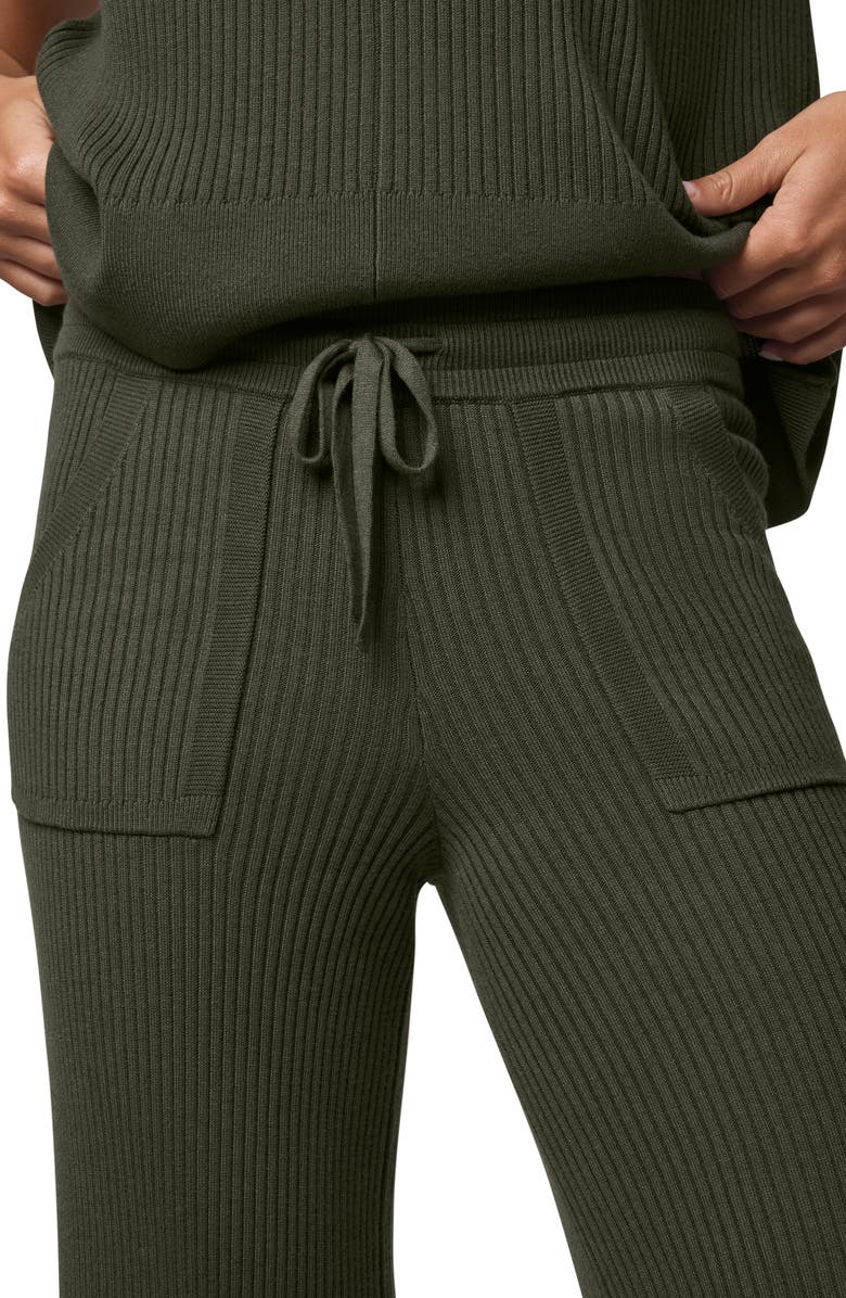 Splendid Georgie Rib Wide Leg Crop Pants, Alternate, color, Green Spruce