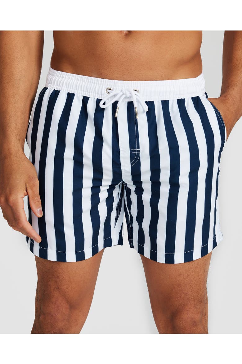 Oslo Swim Short, Main, color, Navy & White Panel Stripe