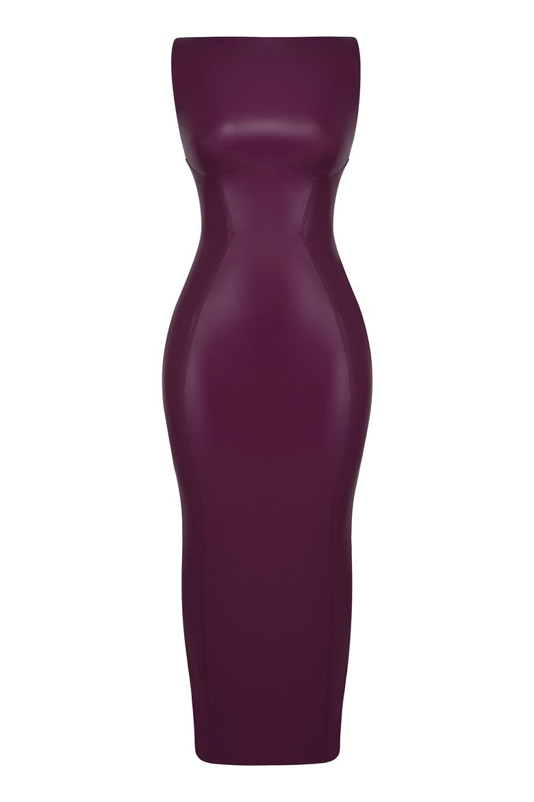 Sahara Faux Leather Body-Con Maxi Dress, Alternate, color, MERLOT