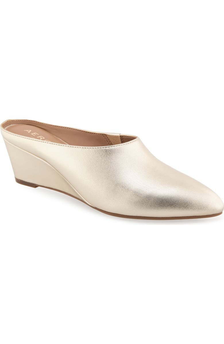 Aerosoles Camia Wedge Mule, Main, color, Gold Metallic Leather