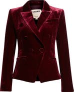 L'AGENCE Marie Double Breasted Velvet Blazer