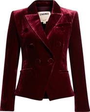 L'AGENCE Marie Double Breasted Velvet Blazer