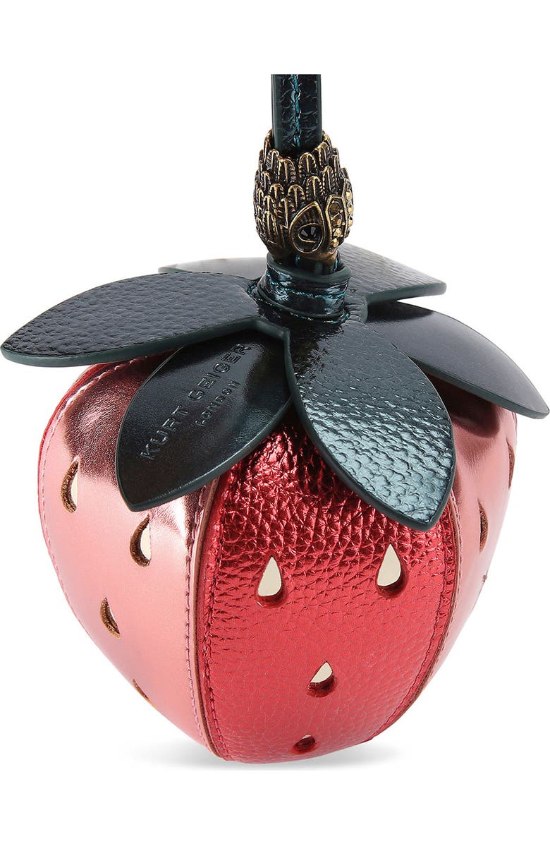 Kurt Geiger London Strawberry Leather Charm, Alternate, color,