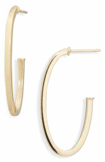 LANA 14K Yellow Gold Thin Oval Hoop Earrings