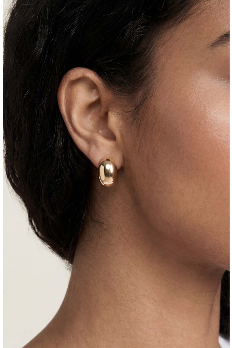Set of 2 Pairs Thick Dome Hoop & Stud Earrings, Alternate, color, GOLD