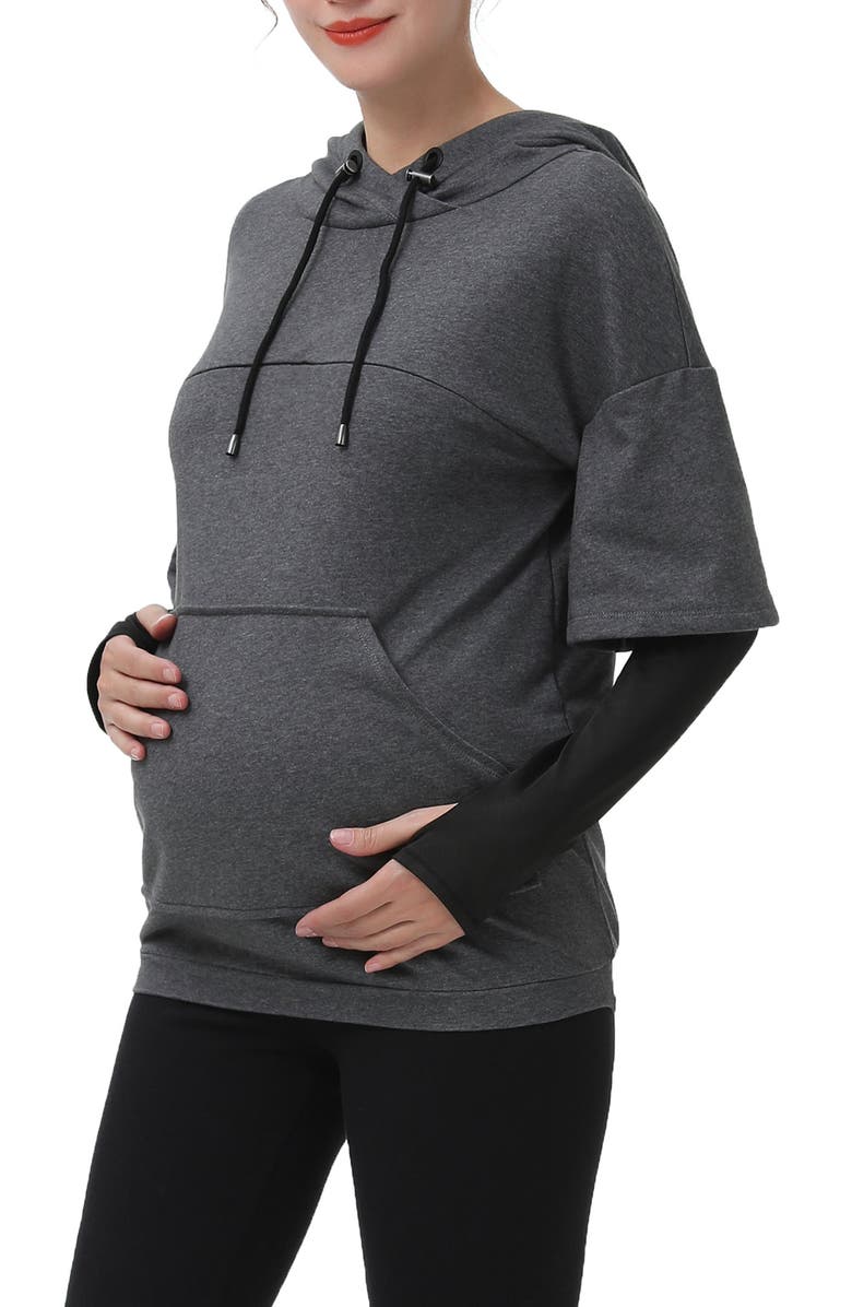Kimi and Kai Bobo Layered Sleeve Maternity/Nursing Hoodie, Alternate, color, 