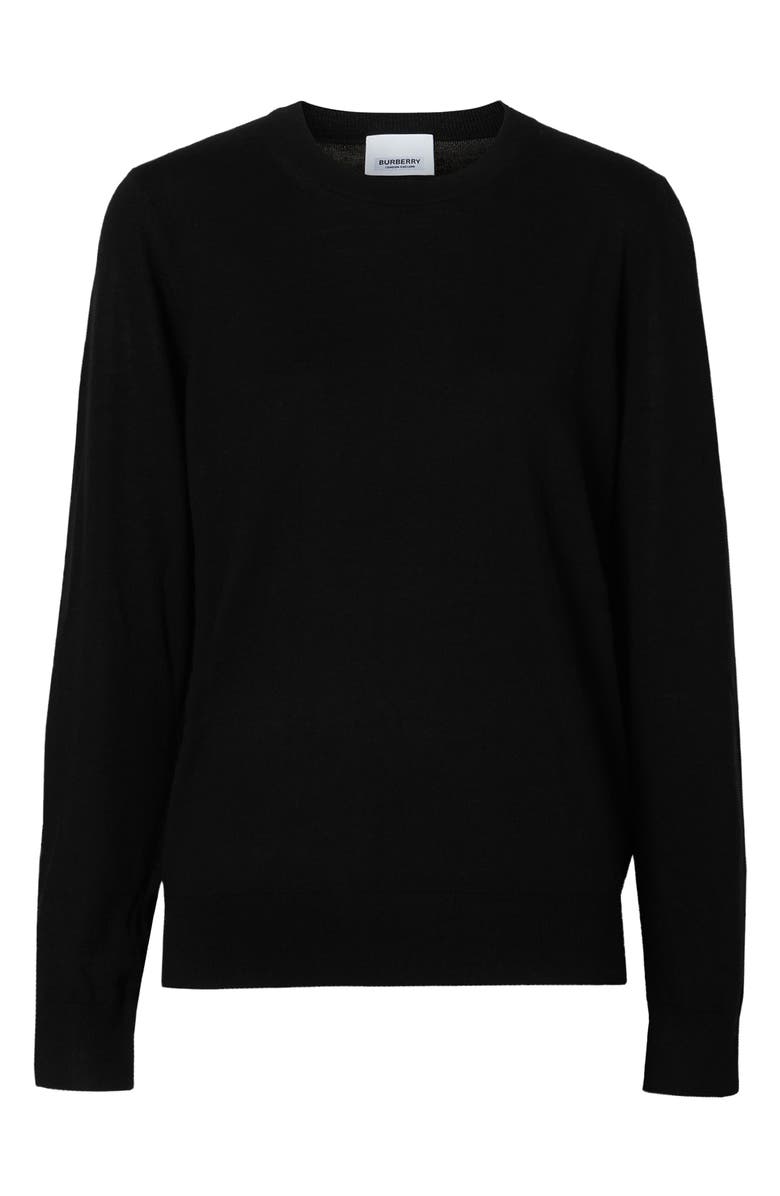 Burberry Bempton Vintage Check Elbow Patch Merino Wool Sweater, Alternate, color, 