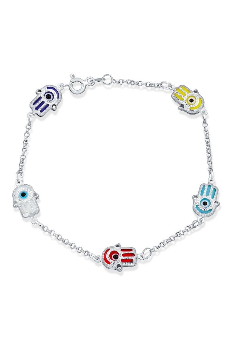 Hamsa Evil Eye Chain Bracelet, Main, color, MULTI-COLOR