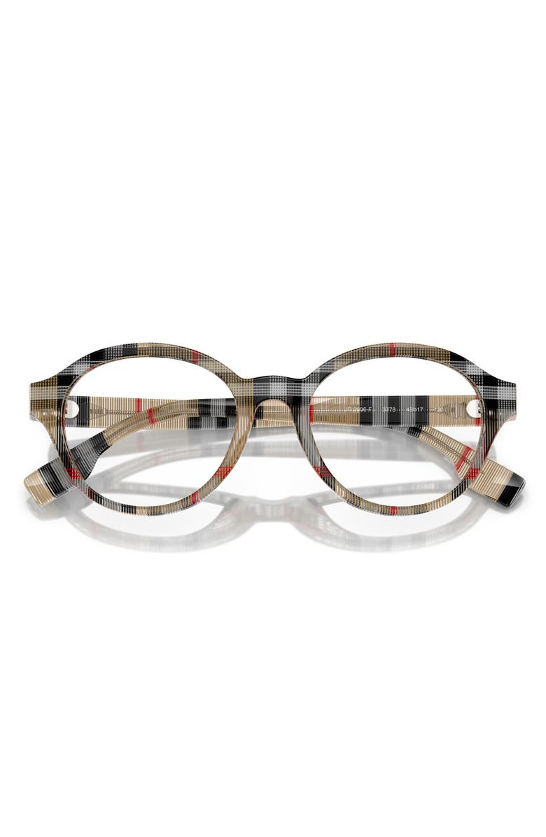 Burberry 48mm Phantos Optical Glasses, Alternate, color, Vintage Check / Demo Lens