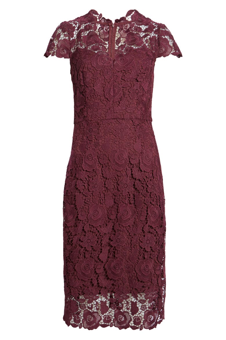 Lace Sheath Dress, Alternate, color, WINE