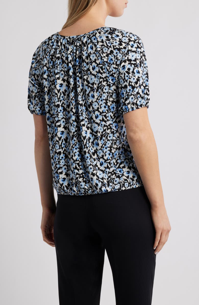 AK ANNE KLEIN Floral Peasant Top, Alternate, color, Blue Yonder Multi