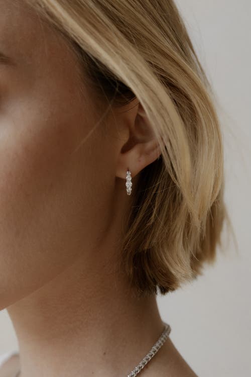 Untamed Petals Riviera Crystal Hoops In Metallic