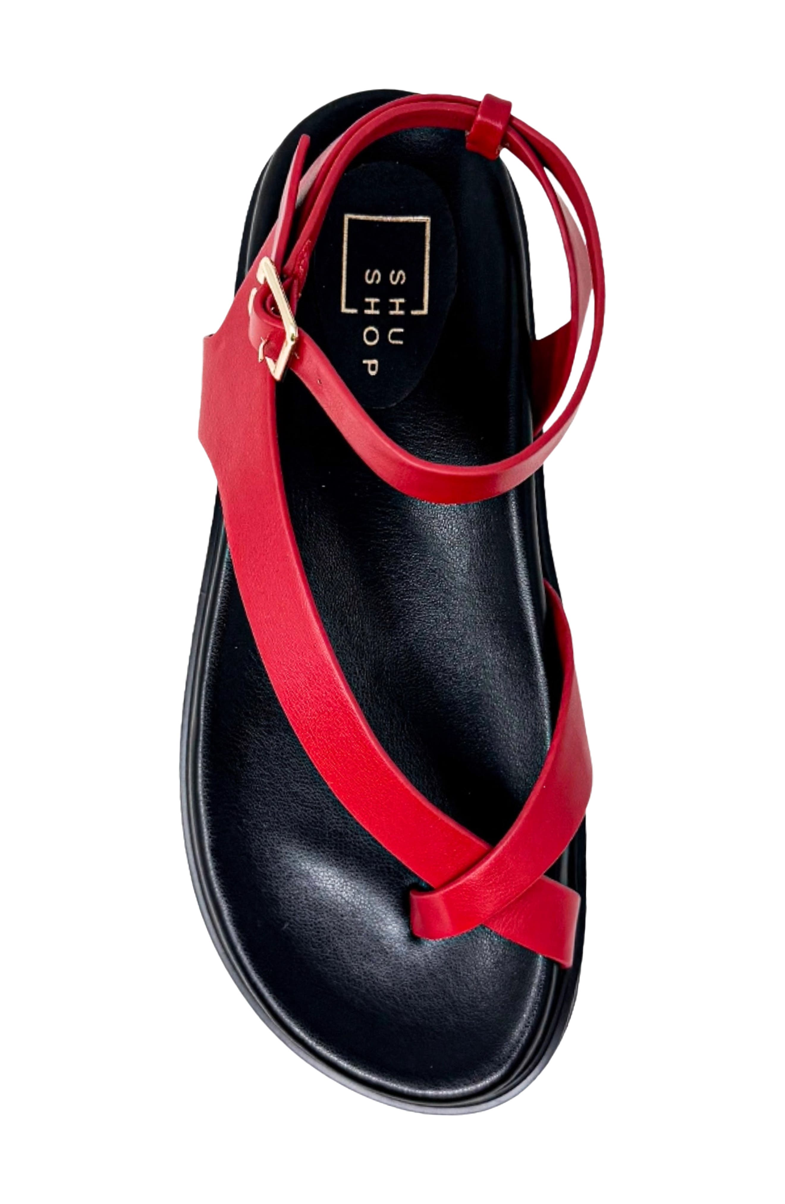 Berry Ankle Strap Sandal, Alternate, color, RED