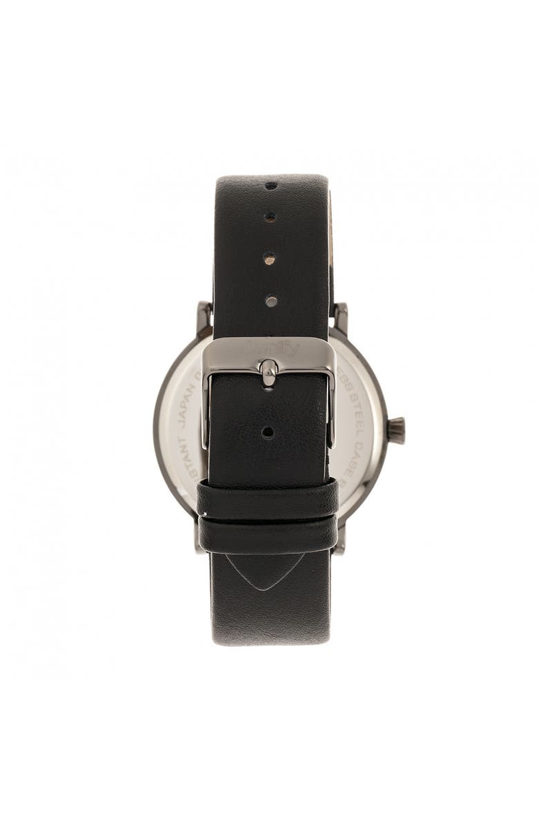 SIMPLIFY The 6200 Leather-Strap Watch, Alternate, color, Black/Gunmetal