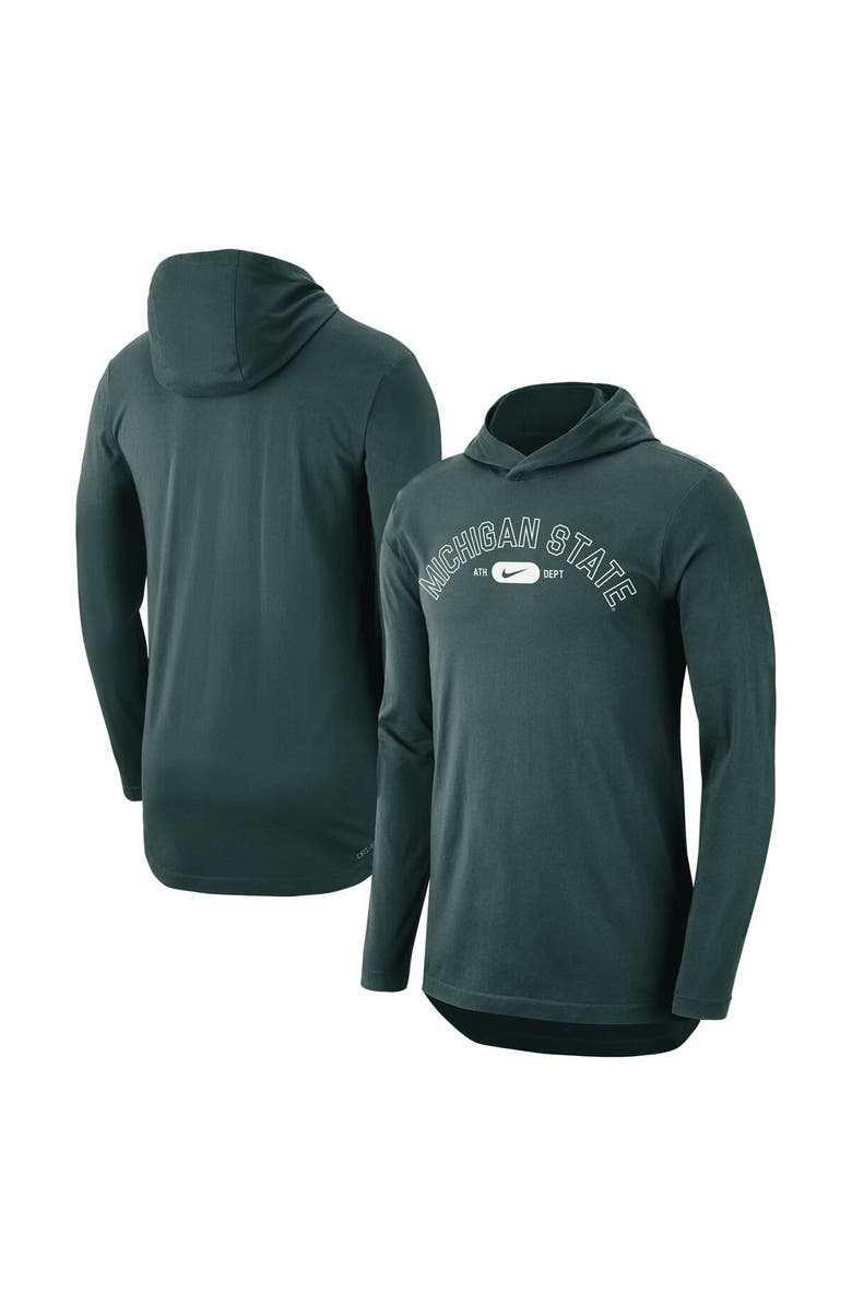 Nike Men's Nike Green Michigan State Spartans Campus Performance Tri-Blend Long Sleeve Hoodie T-Shirt, Main, color,