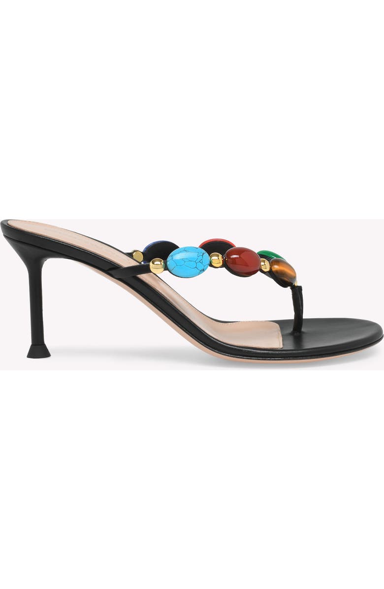 Gianvito Rossi Shanti Thong 70 Sandals, Main, color, Black Suede And Nappa