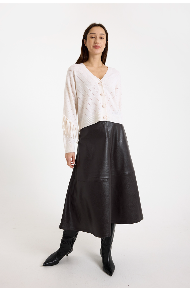 Brodie Pure Cashmere Ashley Fringe 100% Cashmere Cardigan, Alternate, color, Organic White