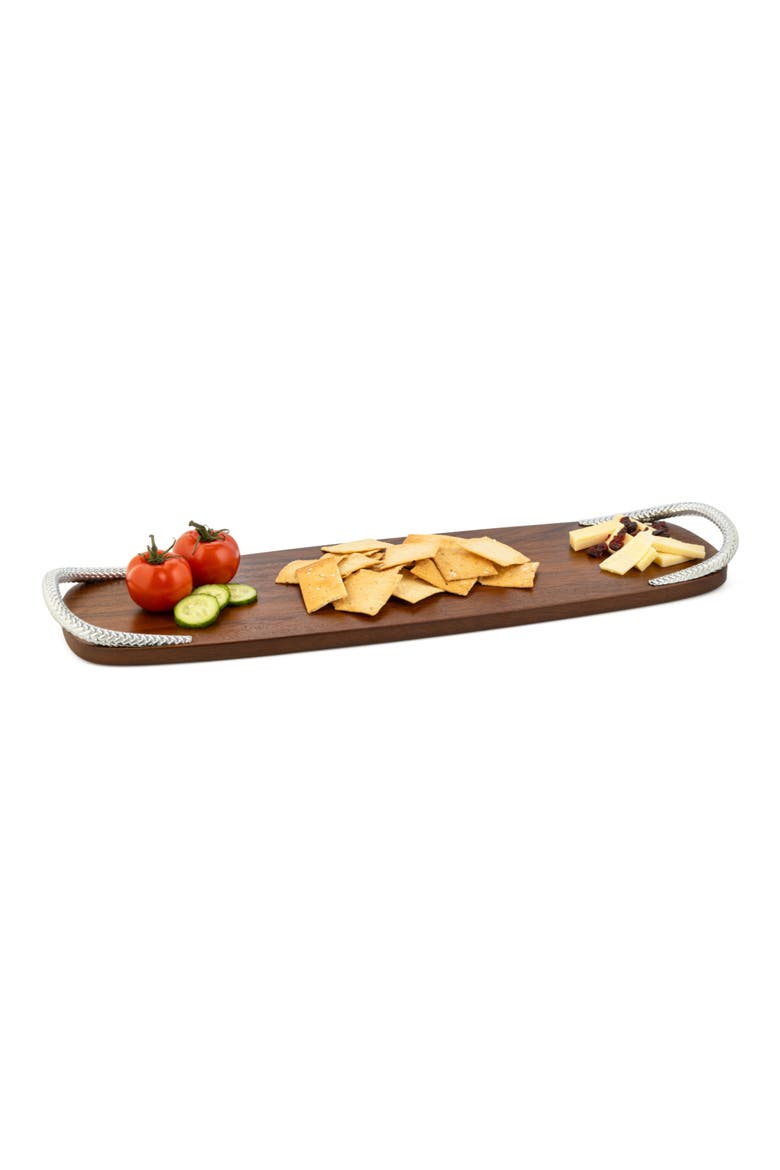 Wood Cheeseboard Tray with Handles, Alternate, color, BROWN