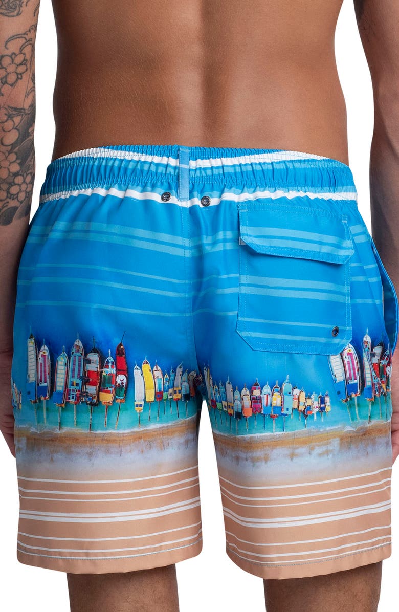 Bugatchi Ship Ashore Print Swim Trunks, Alternate, color, 