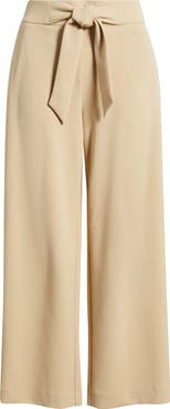 AK ANNE KLEIN Tie Front Pull-On Wide Leg Crop Pants