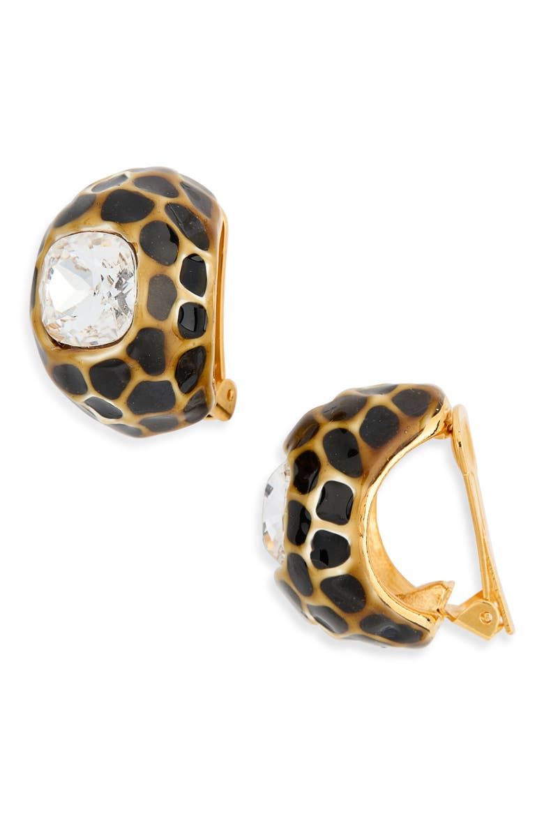 Spotted Huggie Hoop Earrings, Main, color, GOLD