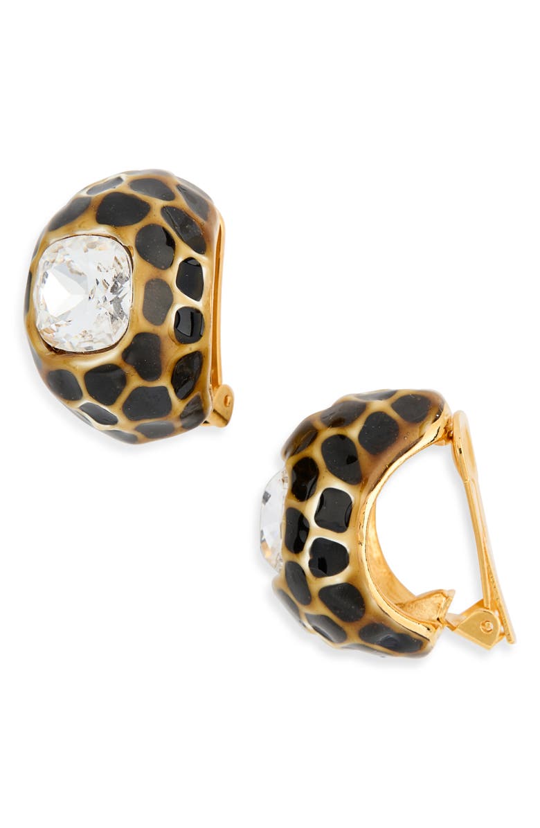 Kenneth Jay Lane Spotted Huggie Hoop Earrings, Main, color, 