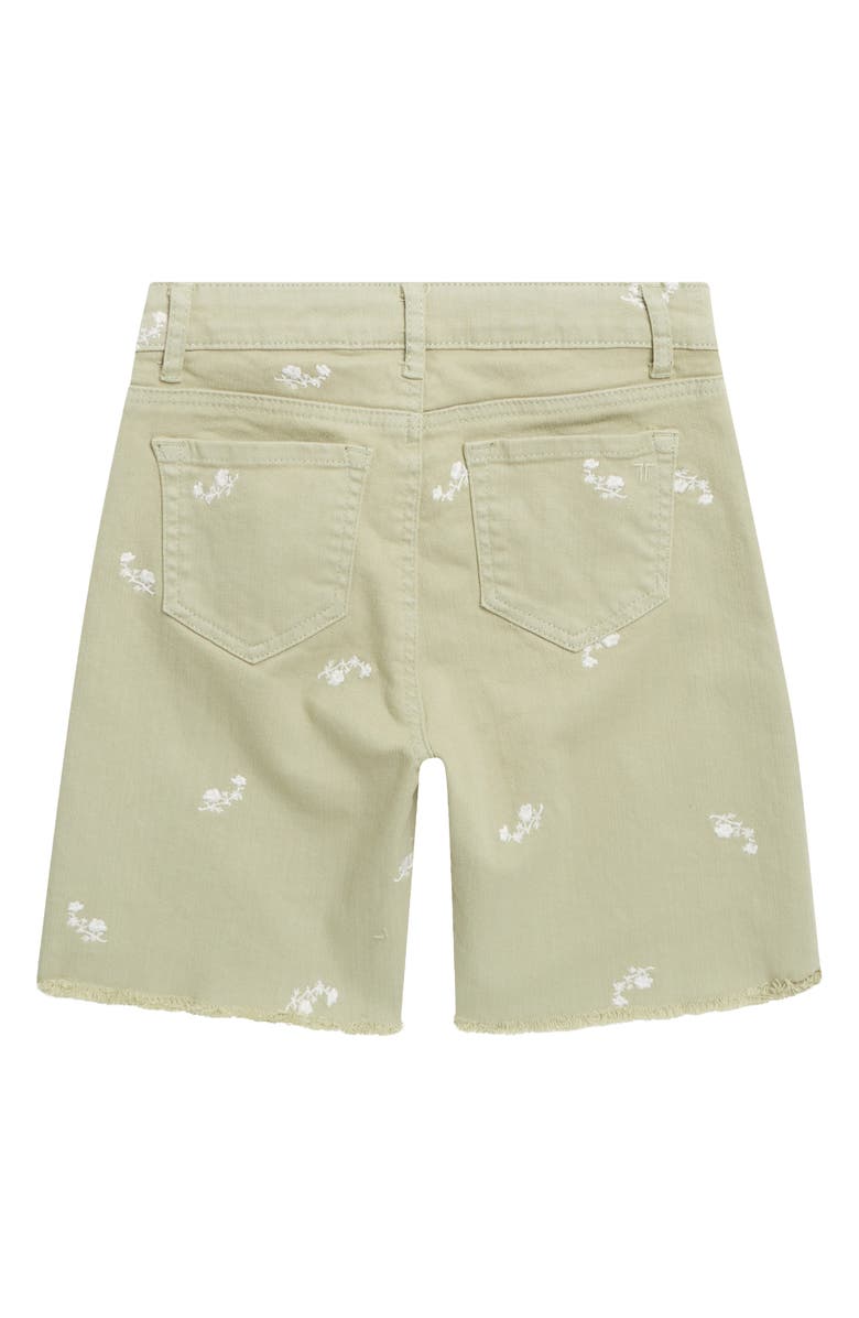 Tractr Kids' Embroidered Denim Bermuda Shorts, Alternate, color, Sage