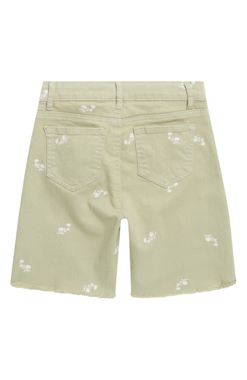 Tractr Kids' Embroidered Denim Bermuda Shorts In Green