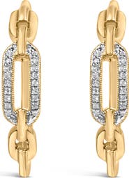 Haus of Brilliance Gold Vermeil 1/10 Cttw Diamond Paperclip Hoop Earring