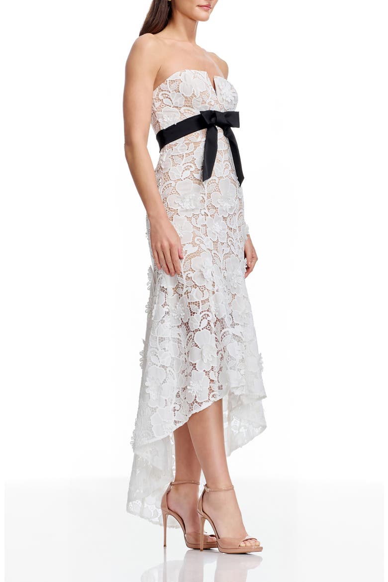 Lucia Floral Lace High-Low Cocktail Dress, Alternate, color, WHITE-BLACK
