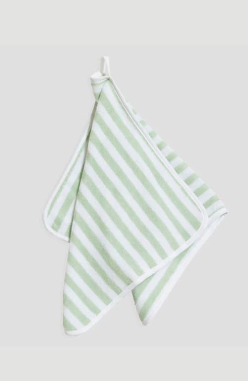 Weezie Stripe Organic Cotton Terry Towel In Green
