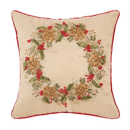 C&F Home Merry Wreath Christmas Throw Pillow, 18" x 18" in Yellow 