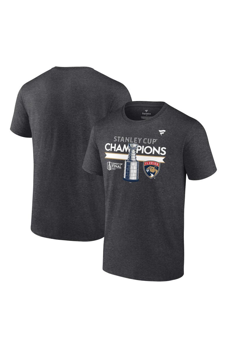 FANATICS Men's Fanatics  Heather Charcoal Florida Panthers 2024 Stanley Cup Champions Locker Room T-Shirt, Main, color, 