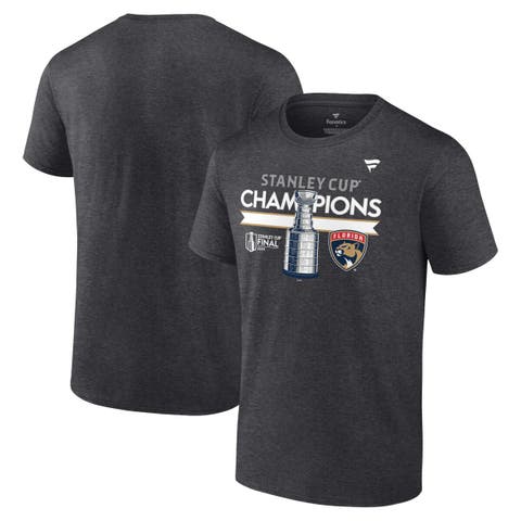 Men's Fanatics  Heather Charcoal Florida Panthers 2024 Stanley Cup Champions Locker Room T-Shirt